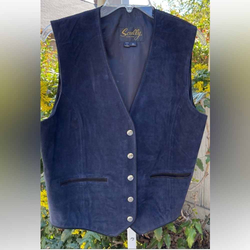 Killer Vintage Scully Blue Suede Vest XL!